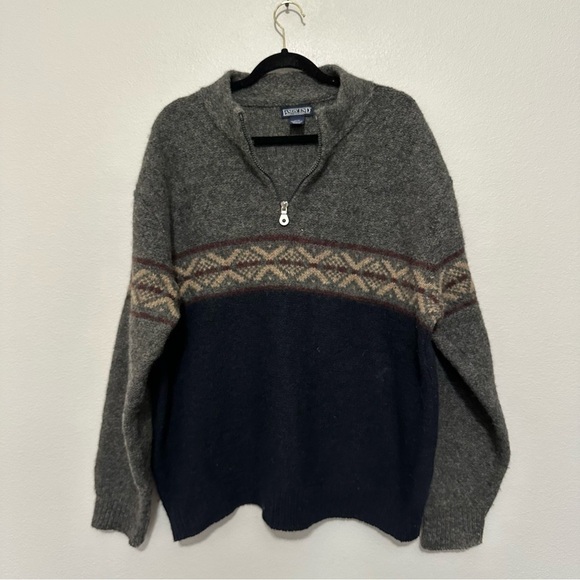 Vintage lands end men’s Nordic 1/2 zip collared pullover sweater wool blend XL - Picture 1 of 3
